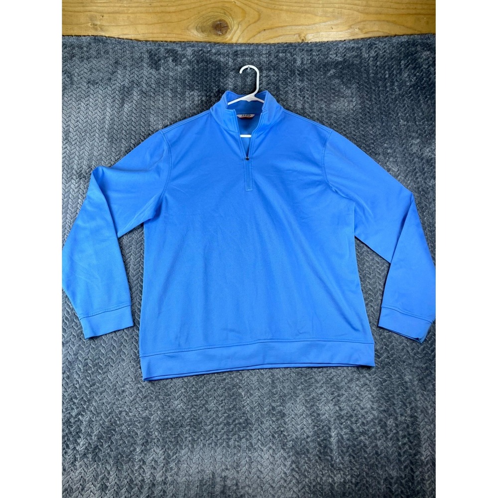 Izod Performx Sweatshirt Mens Medium Blue Fleece Lined Mock Neck Quarter Zip